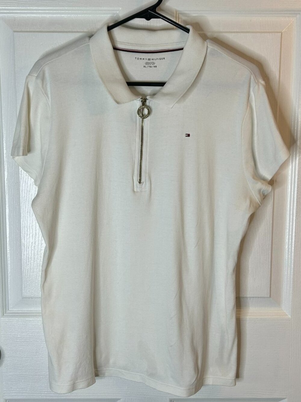 Tommy Hilfiger White Zip Neck Polo Shirt – XL